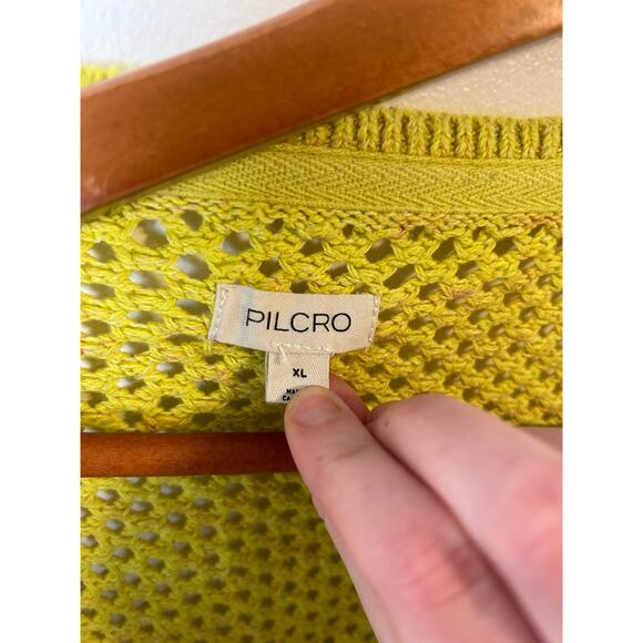 Pilcro Womens Open-Stitch Crewneck Jumper Sweater Pullover Yellow Size XL - Picture 6 of 8
